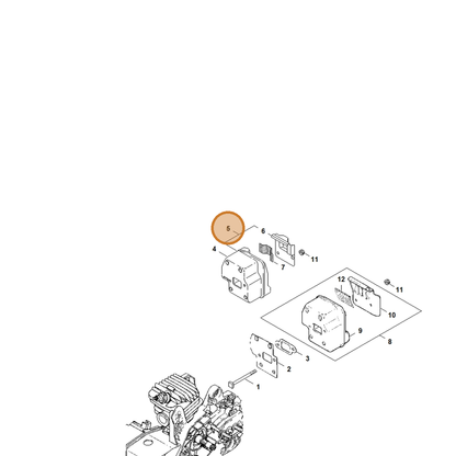 STIHL part 1123-140-0607 — IPL diagram snippet (6x zoom, amber highlight)