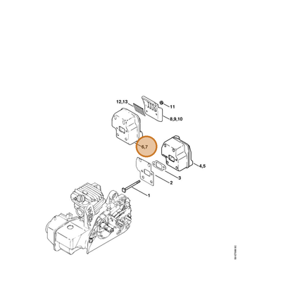STIHL part 1123-140-0609 — IPL diagram snippet (6x zoom, amber highlight)