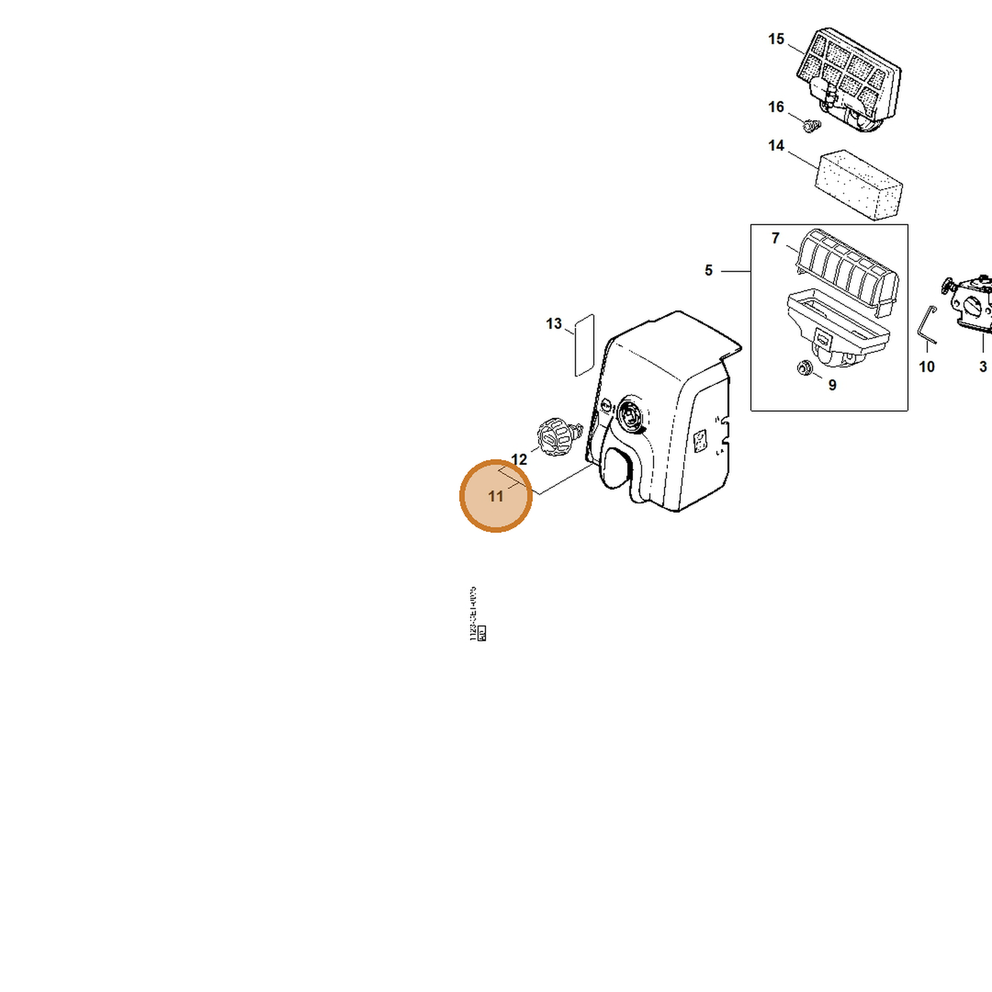 STIHL part 1123-140-1900 — IPL diagram snippet (6x zoom, amber highlight)