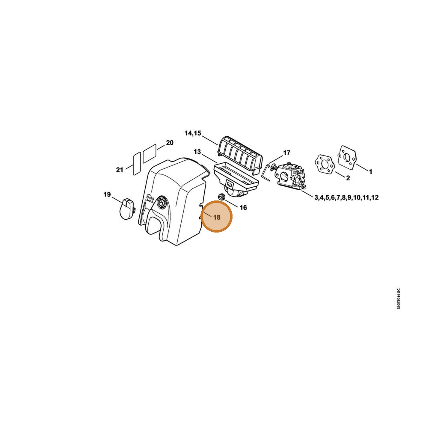 STIHL part 1123-140-1902 — IPL diagram snippet (6x zoom, amber highlight)
