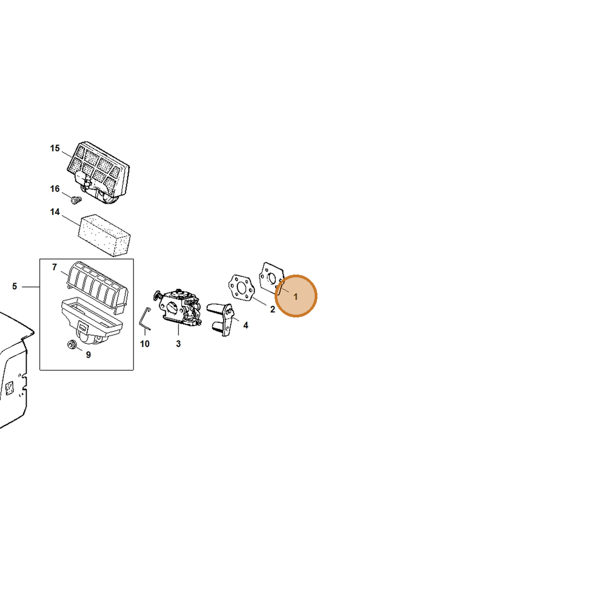 STIHL part 1123-141-2000 — IPL diagram snippet (6x zoom, amber highlight)