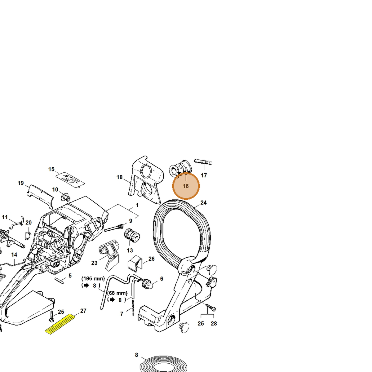 STIHL part 1123-141-2200 — IPL diagram snippet (6x zoom, amber highlight)