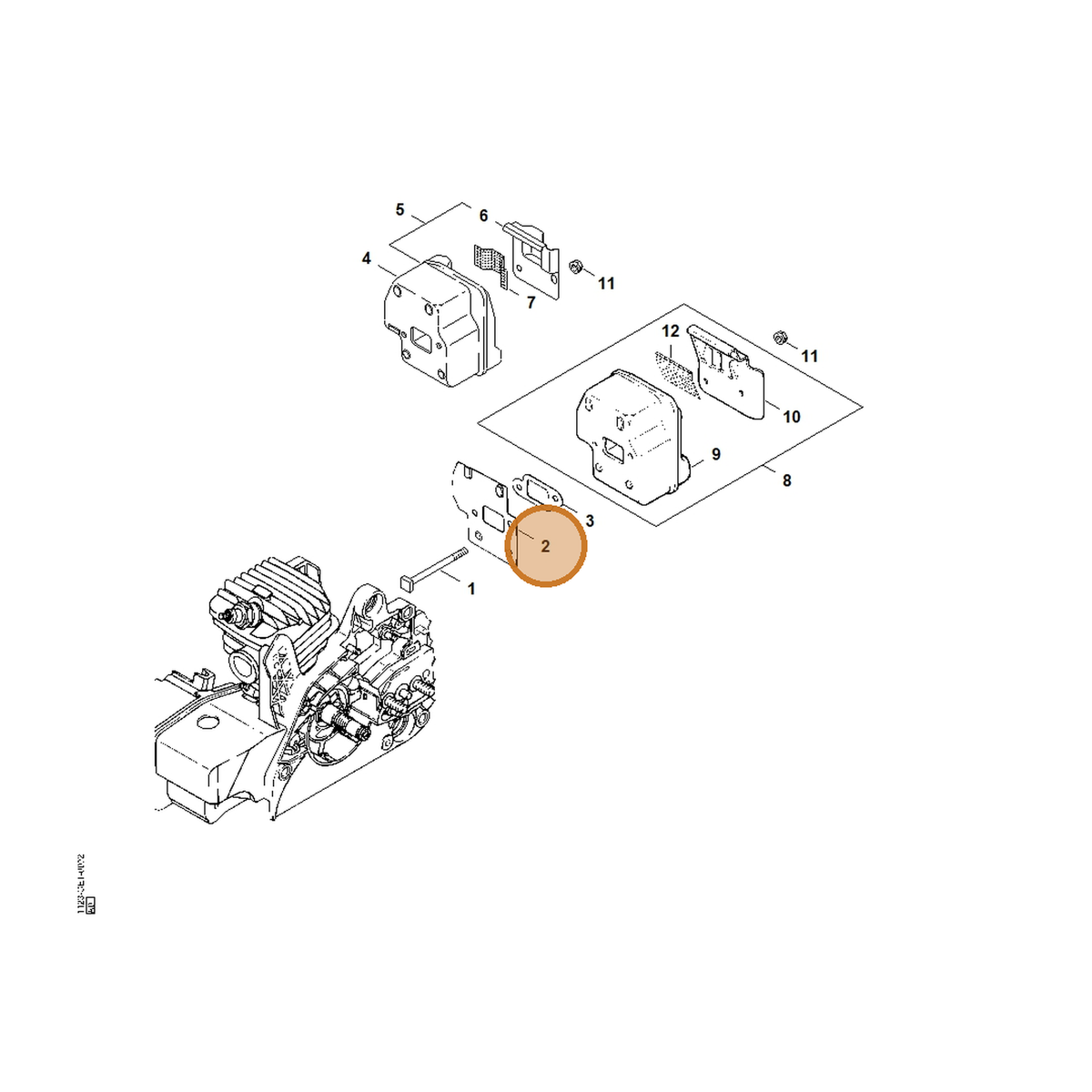 STIHL part 1123-141-3200 — IPL diagram snippet (6x zoom, amber highlight)