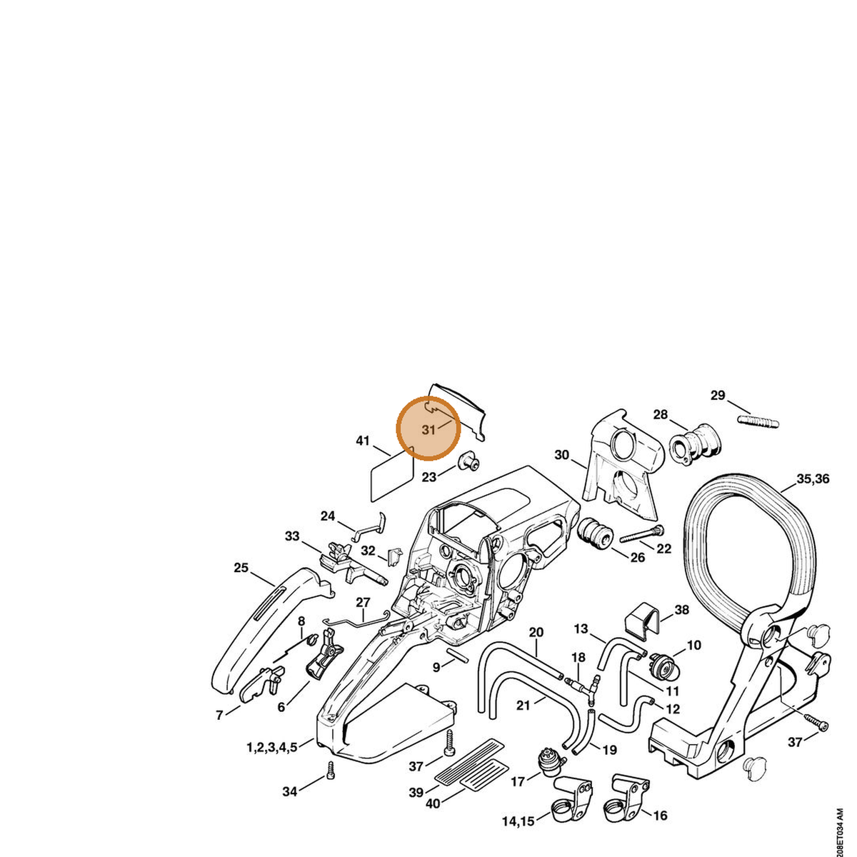 STIHL part 1123-141-4001 — IPL diagram snippet (6x zoom, amber highlight)