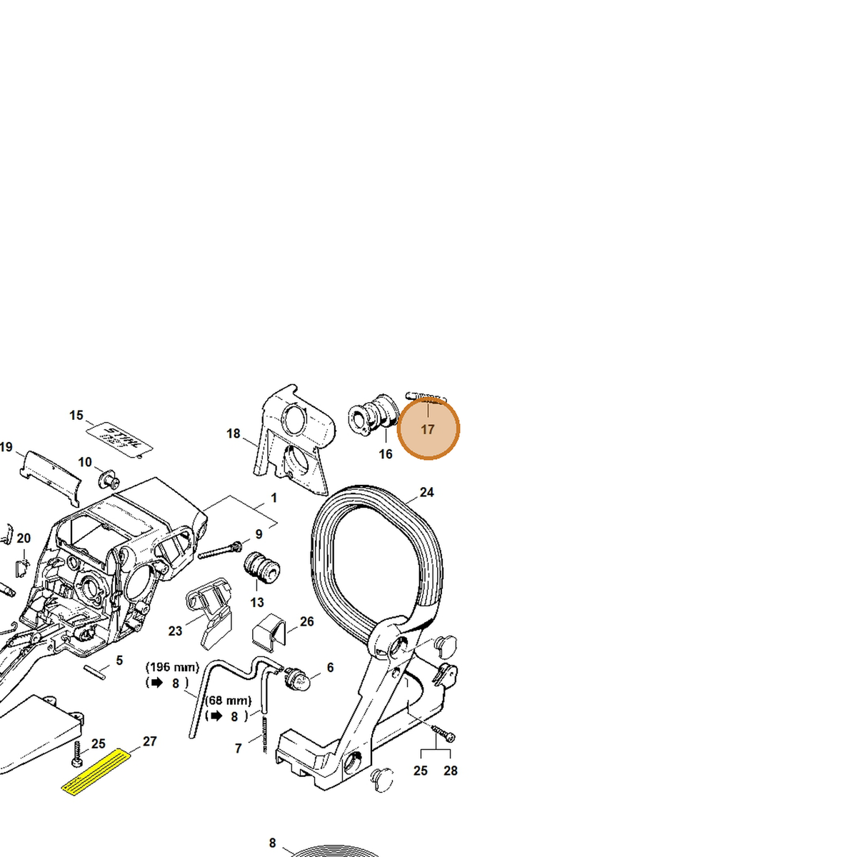 STIHL part 1123-141-8600 — IPL diagram snippet (6x zoom, amber highlight)