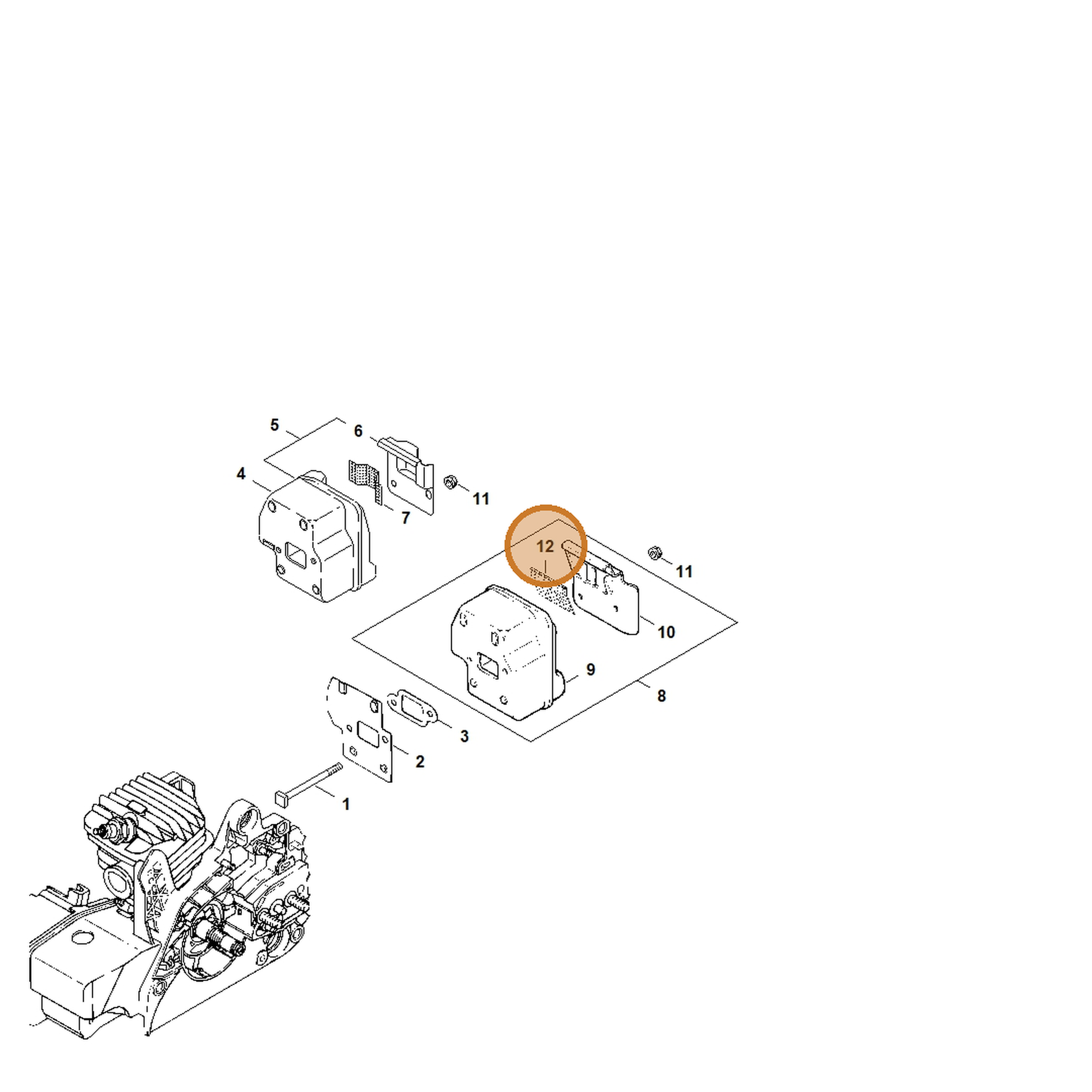 STIHL part 1123-141-9000 — IPL diagram snippet (6x zoom, amber highlight)