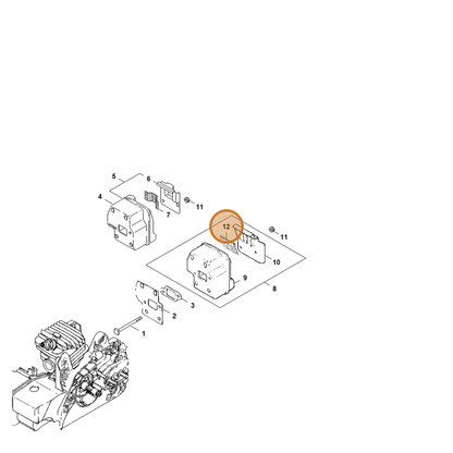 STIHL part 1123-141-9000 — IPL diagram snippet (6x zoom, amber highlight)