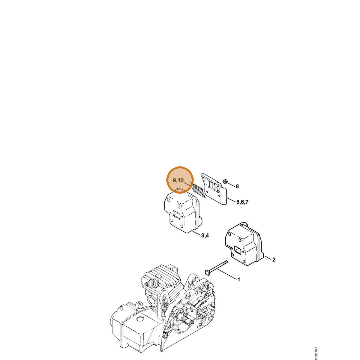 STIHL part 1123-141-9002 — IPL diagram snippet (6x zoom, amber highlight)