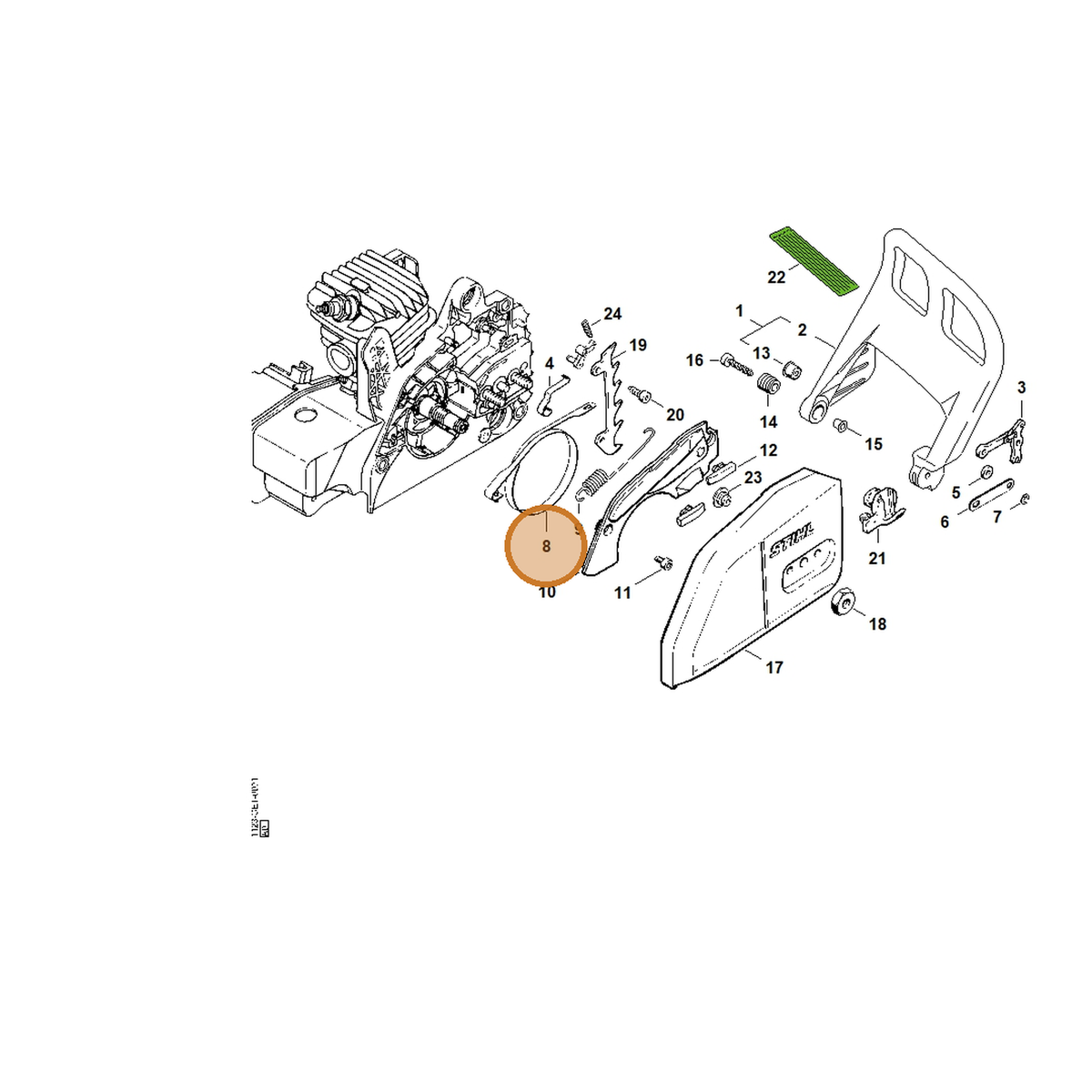 STIHL part 1123-160-5400 — IPL diagram snippet (6x zoom, amber highlight)