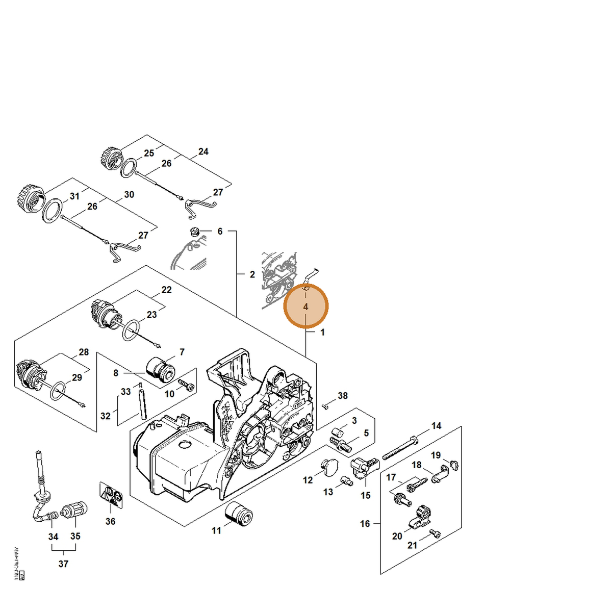STIHL part 1123-162-7800 — IPL diagram snippet (6x zoom, amber highlight)