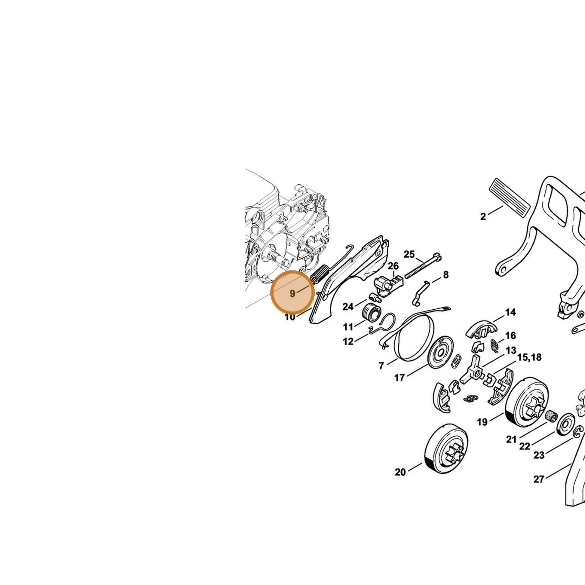 STIHL part 1123-162-7900 — IPL diagram snippet (6x zoom, amber highlight)