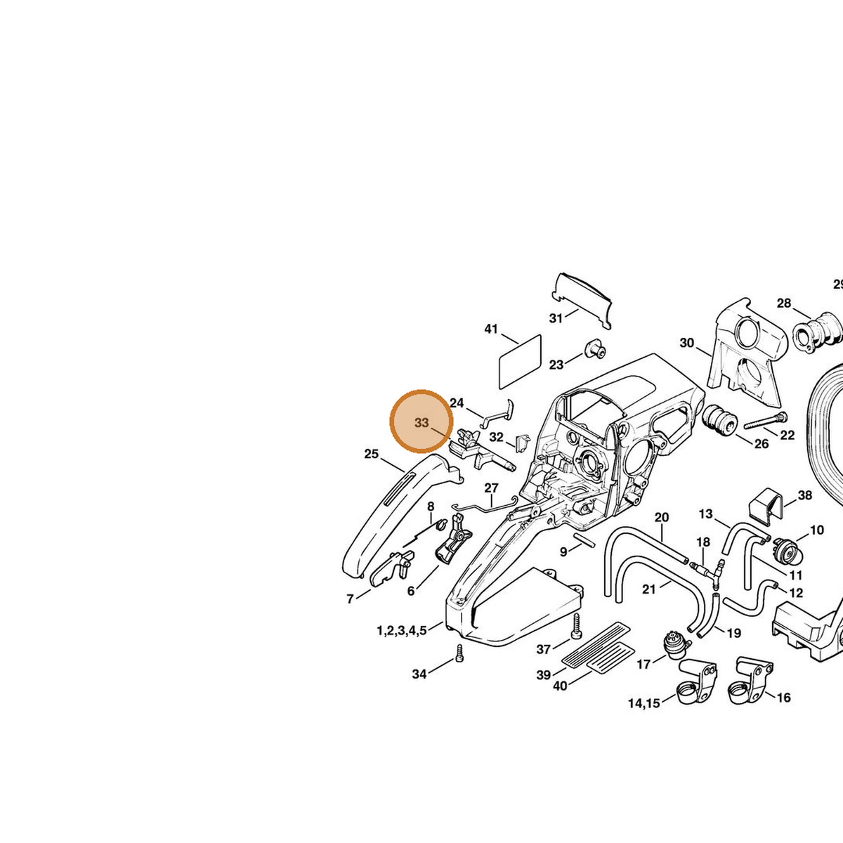 STIHL part 1123-182-0903 — IPL diagram snippet (6x zoom, amber highlight)