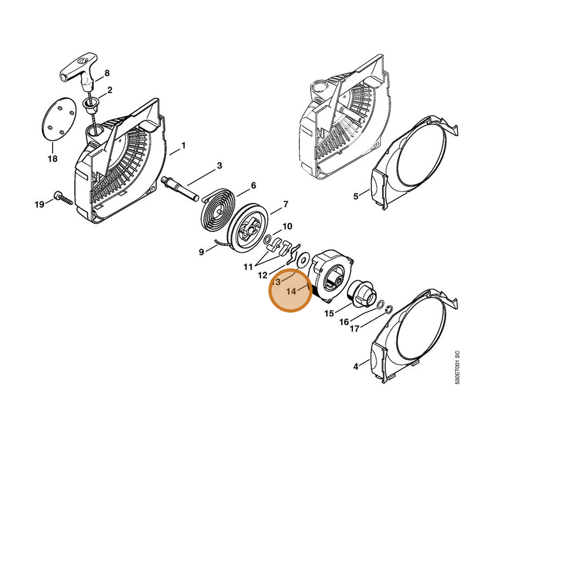 STIHL part 1123-190-0700 — IPL diagram snippet (6x zoom, amber highlight)