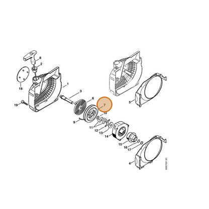 STIHL part 1123-195-0401 — IPL diagram snippet (6x zoom, amber highlight)