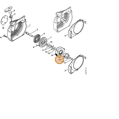 STIHL part 1123-195-2000 — IPL diagram snippet (6x zoom, amber highlight)
