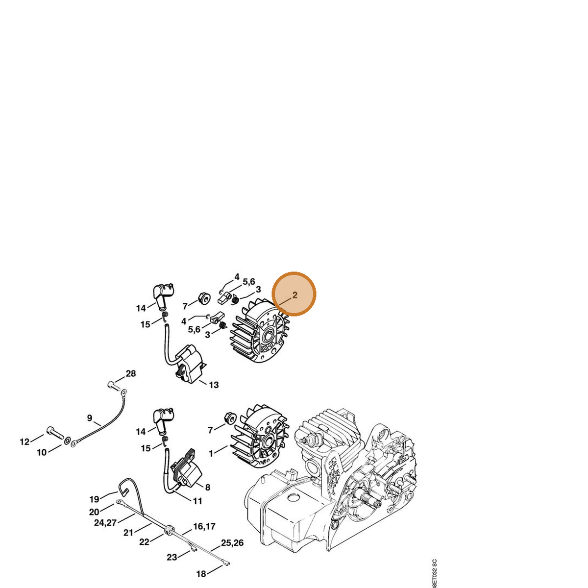 STIHL part 1123-400-1207 — IPL diagram snippet (6x zoom, amber highlight)