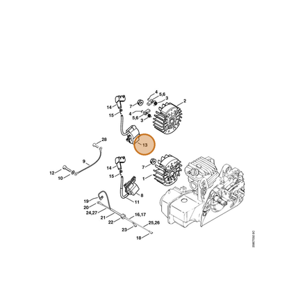 STIHL part 1123-400-1301 — IPL diagram snippet (6x zoom, amber highlight)