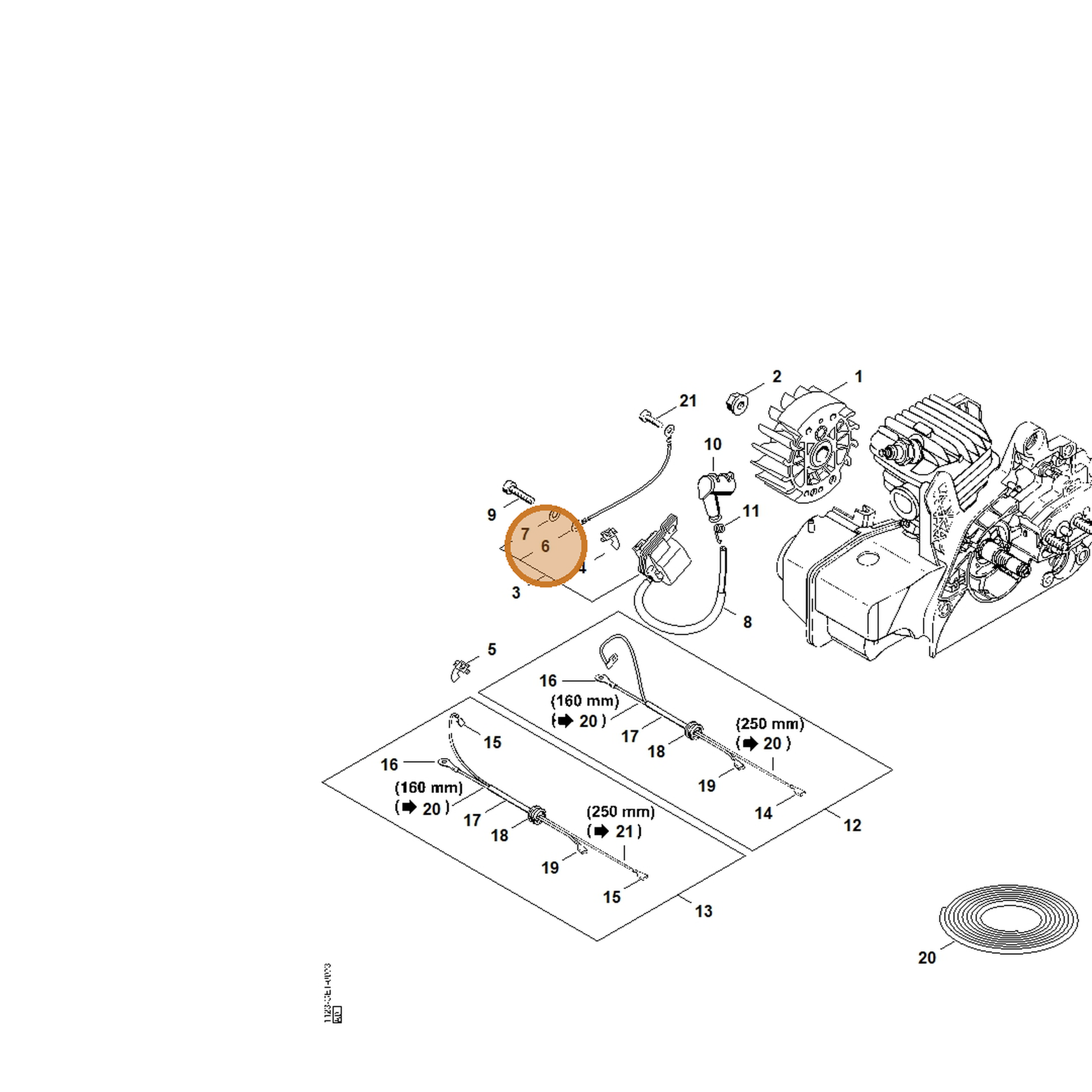 STIHL part 1123-440-2200 — IPL diagram snippet (6x zoom, amber highlight)