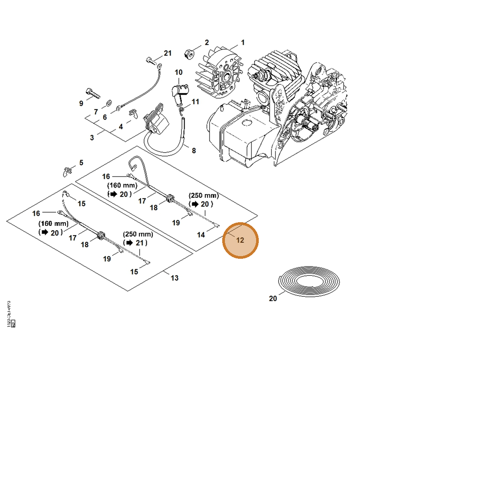 STIHL part 1123-440-3001 — IPL diagram snippet (6x zoom, amber highlight)