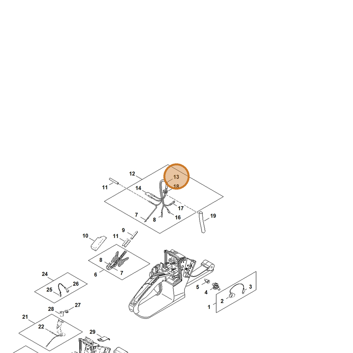 STIHL part 1123-442-0400 — IPL diagram snippet (6x zoom, amber highlight)