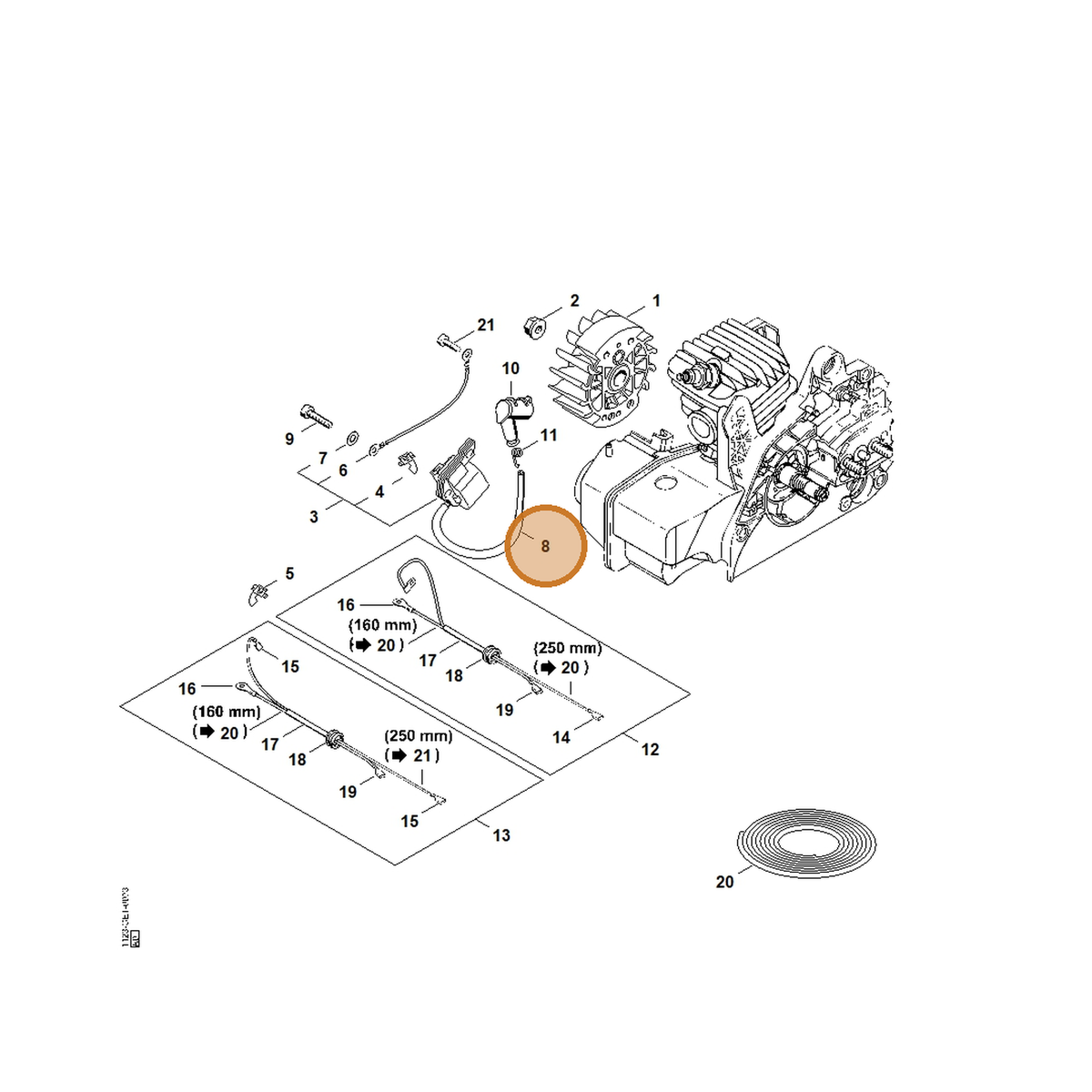 STIHL part 1123-442-0401 — IPL diagram snippet (6x zoom, amber highlight)