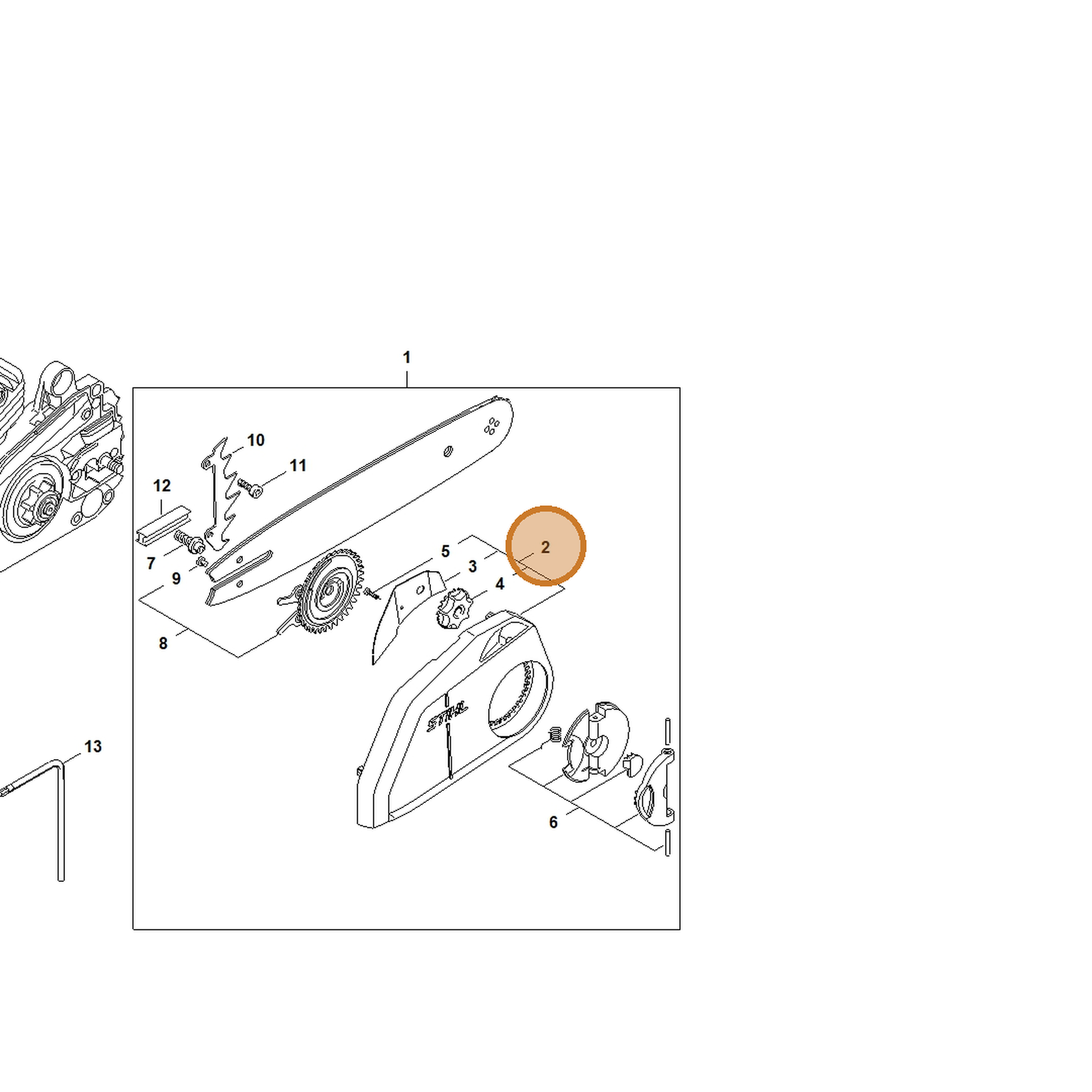 STIHL part 1123-640-1700 — IPL diagram snippet (6x zoom, amber highlight)