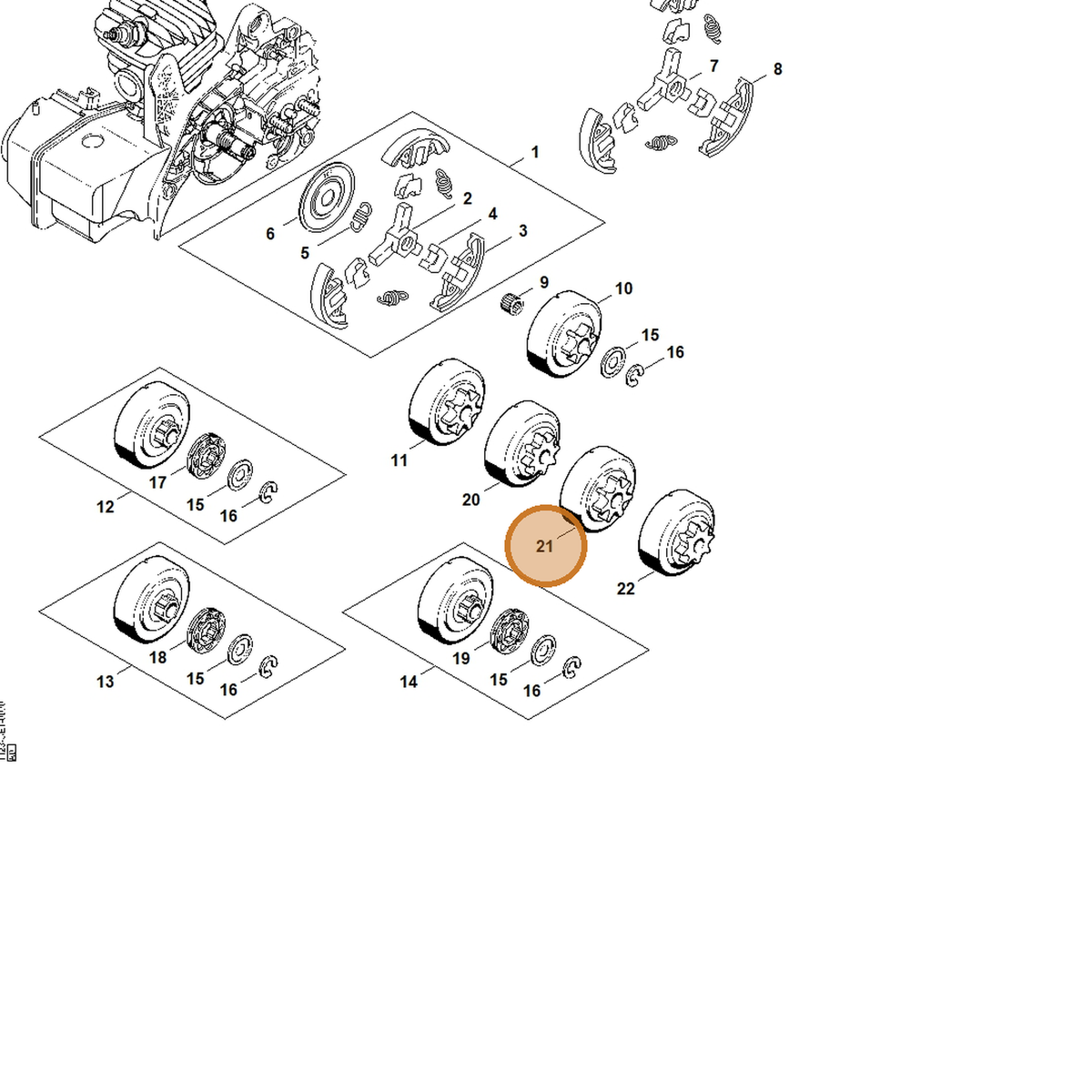 STIHL part 1123-640-2074 — IPL diagram snippet (6x zoom, amber highlight)
