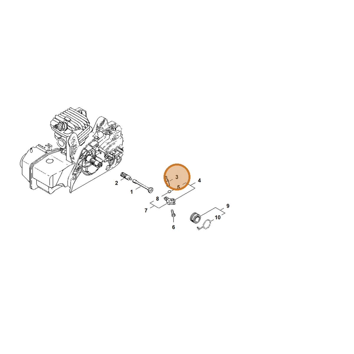 STIHL part 1123-640-3200 — IPL diagram snippet (6x zoom, amber highlight)