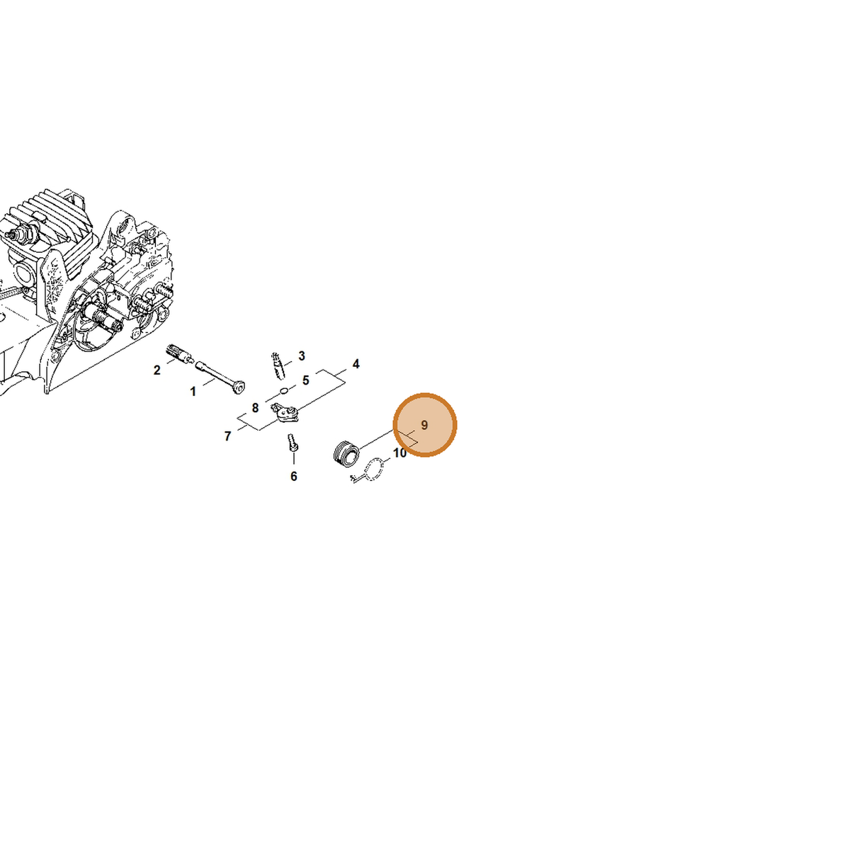 STIHL part 1123-640-7102 — IPL diagram snippet (6x zoom, amber highlight)