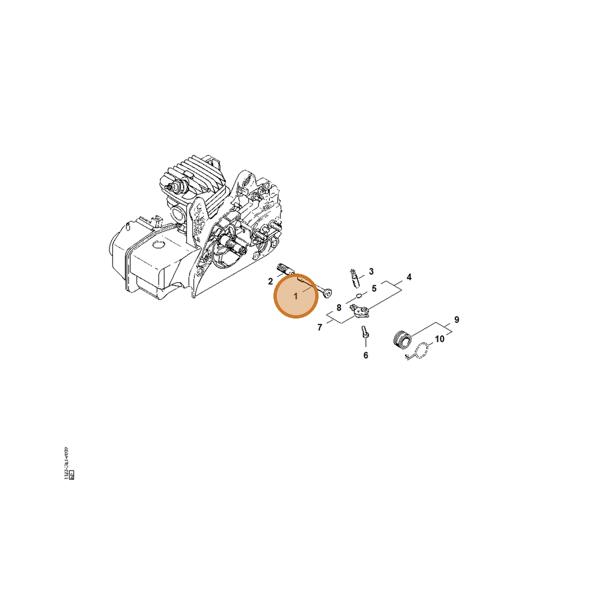 STIHL part 1123-647-9400 — IPL diagram snippet (6x zoom, amber highlight)