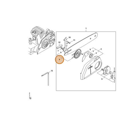 STIHL part 1123-660-3001 — IPL diagram snippet (6x zoom, amber highlight)
