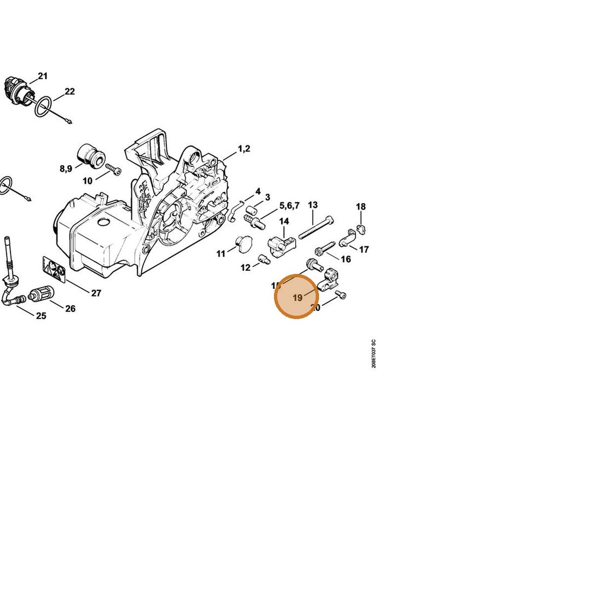 STIHL part 1123-664-2200 — IPL diagram snippet (6x zoom, amber highlight)