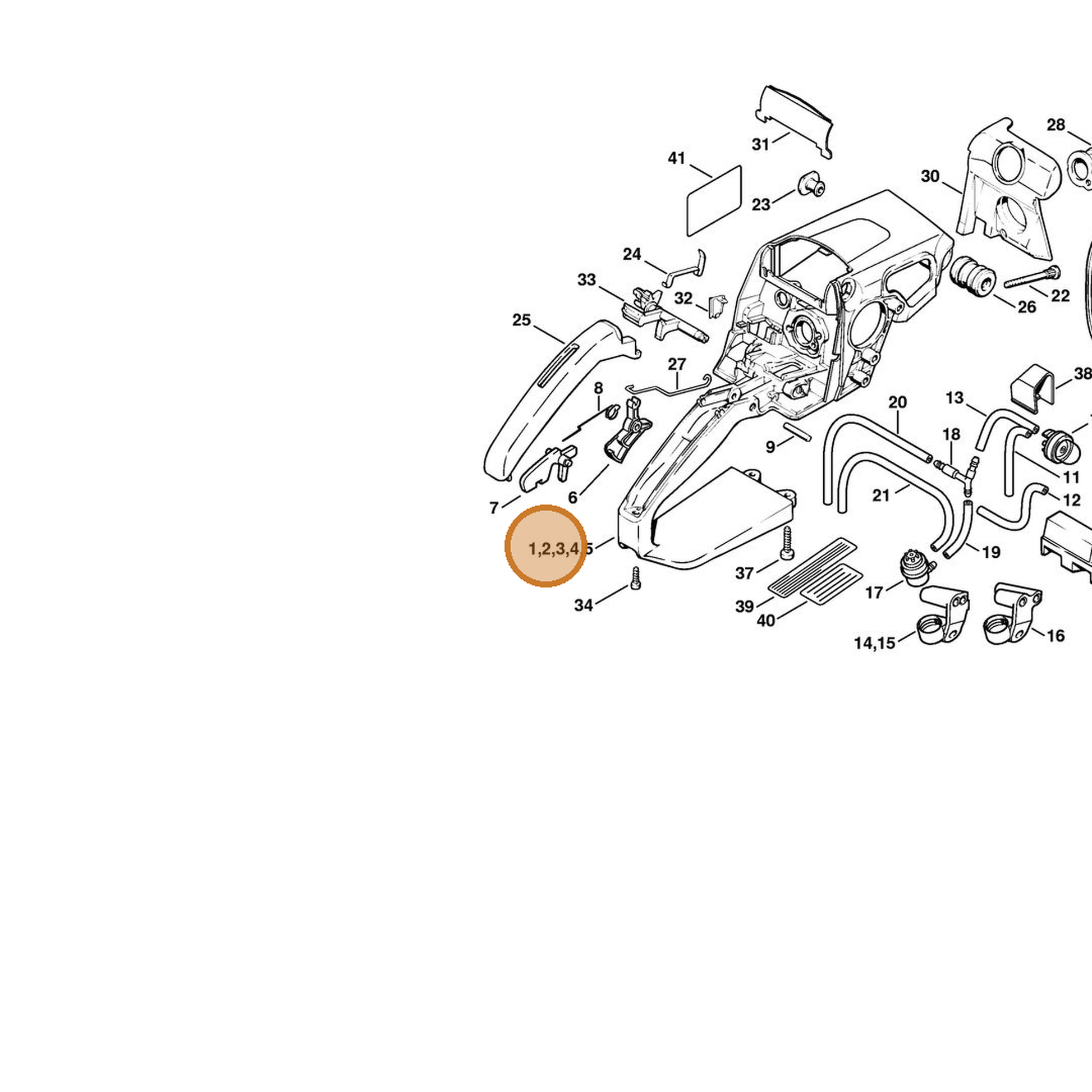 STIHL part 1123-790-1004 — IPL diagram snippet (6x zoom, amber highlight)