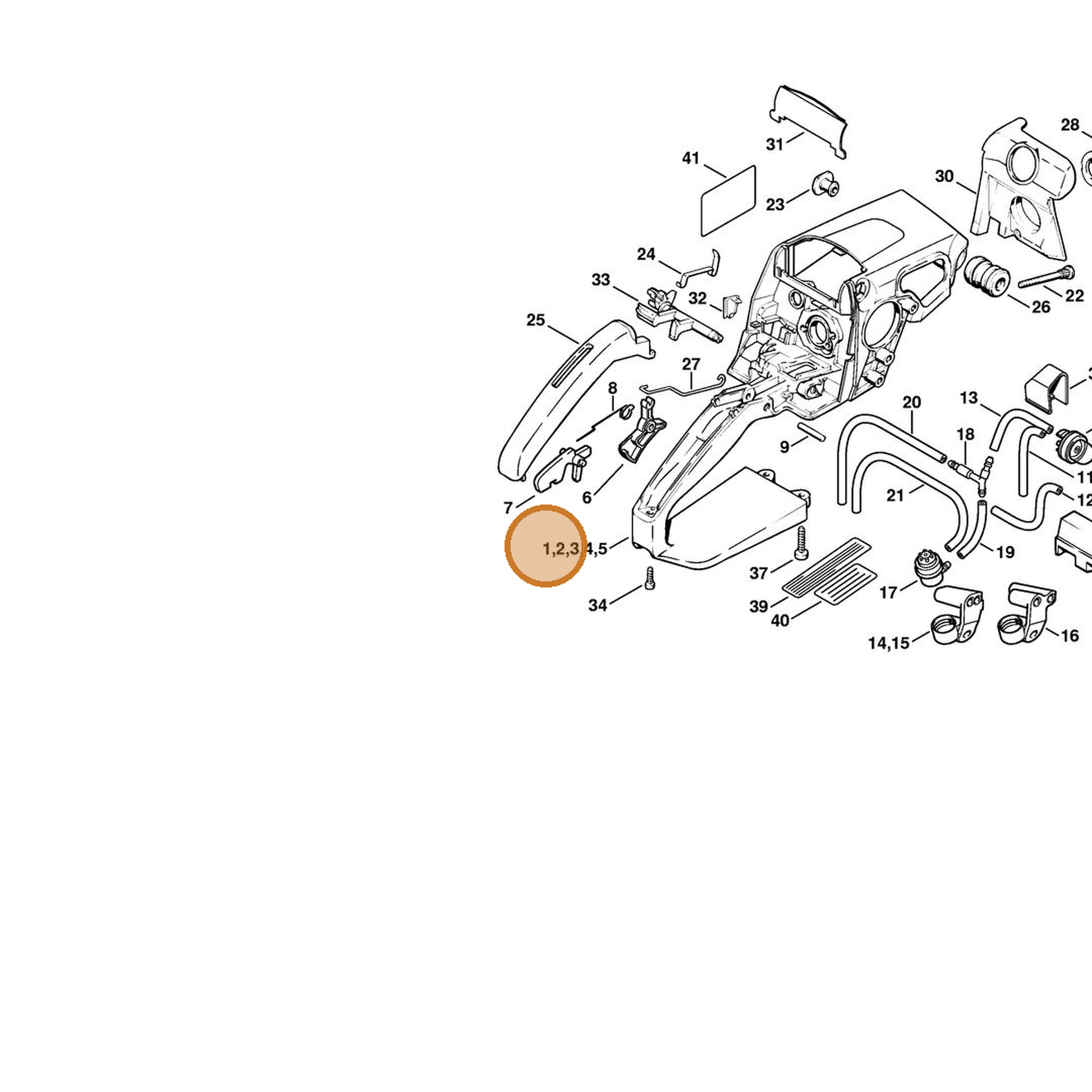 STIHL part 1123-790-1022 — IPL diagram snippet (6x zoom, amber highlight)