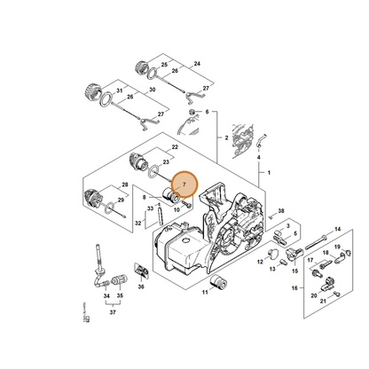 STIHL part 1123-790-9900 — IPL diagram snippet (6x zoom, amber highlight)