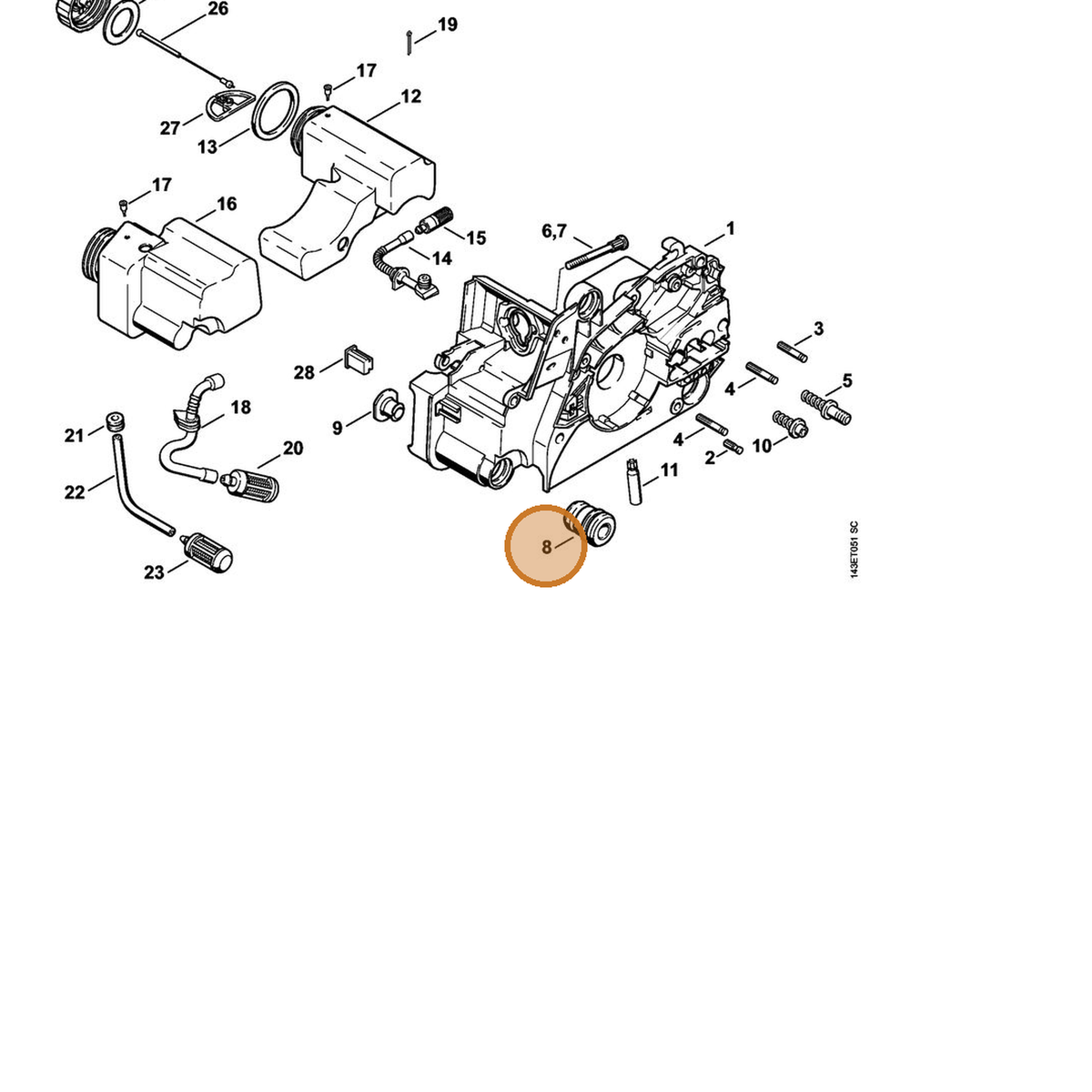 STIHL part 1123-791-2800 — IPL diagram snippet (6x zoom, amber highlight)