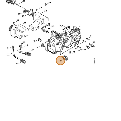 STIHL part 1123-791-2800 — IPL diagram snippet (6x zoom, amber highlight)