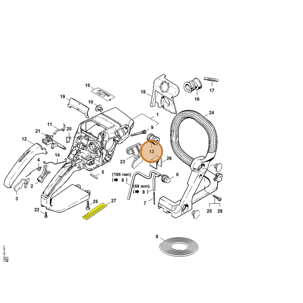 STIHL part 1123-791-2805 — IPL diagram snippet (6x zoom, amber highlight)