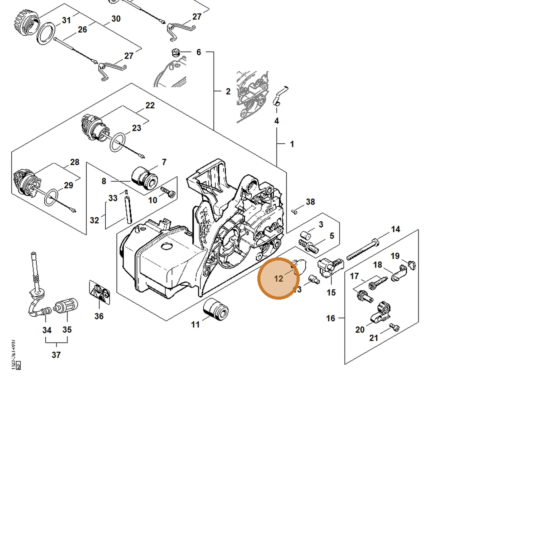 STIHL part 1123-791-7300 — IPL diagram snippet (6x zoom, amber highlight)