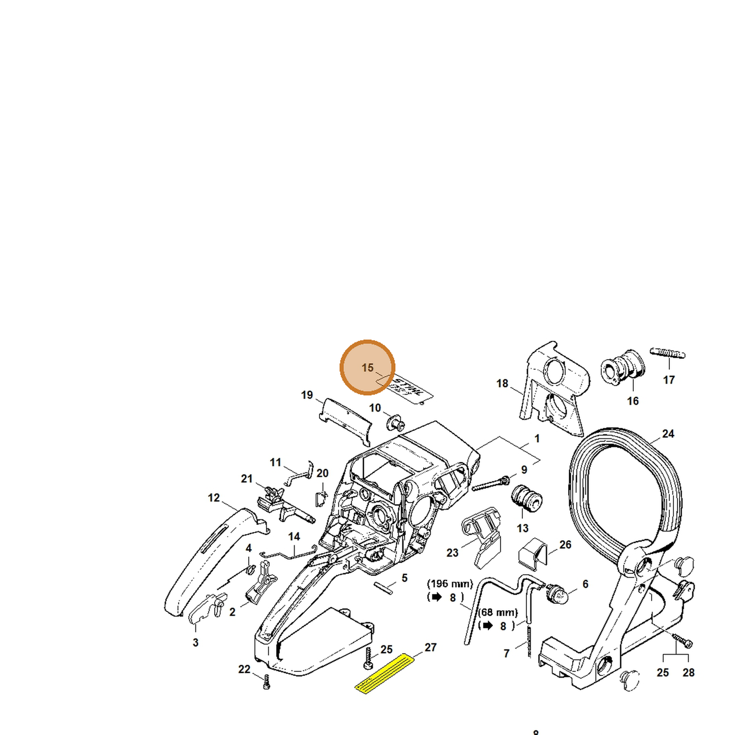 STIHL part 1123-967-1507 — IPL diagram snippet (6x zoom, amber highlight)