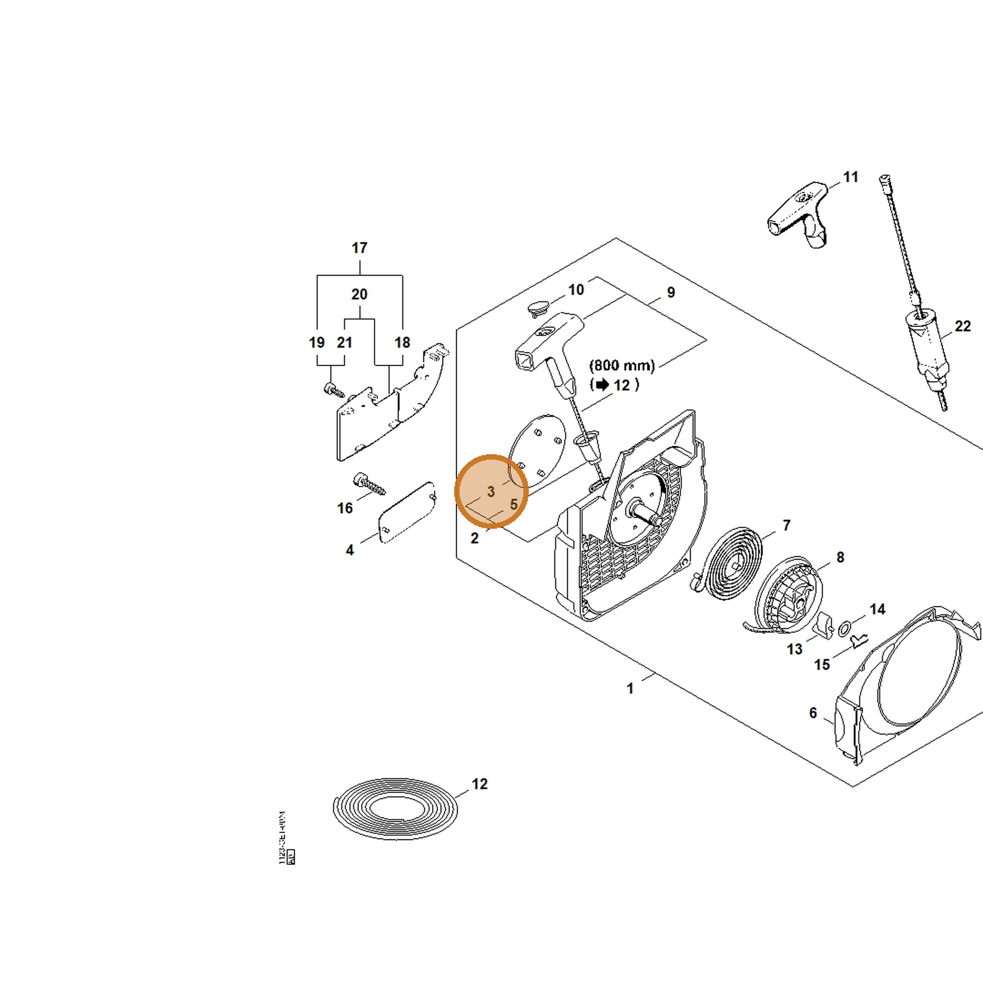 STIHL part 1123-967-1514 — IPL diagram snippet (6x zoom, amber highlight)