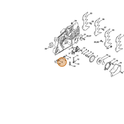 STIHL part 1124-007-1029 — IPL diagram snippet (6x zoom, amber highlight)