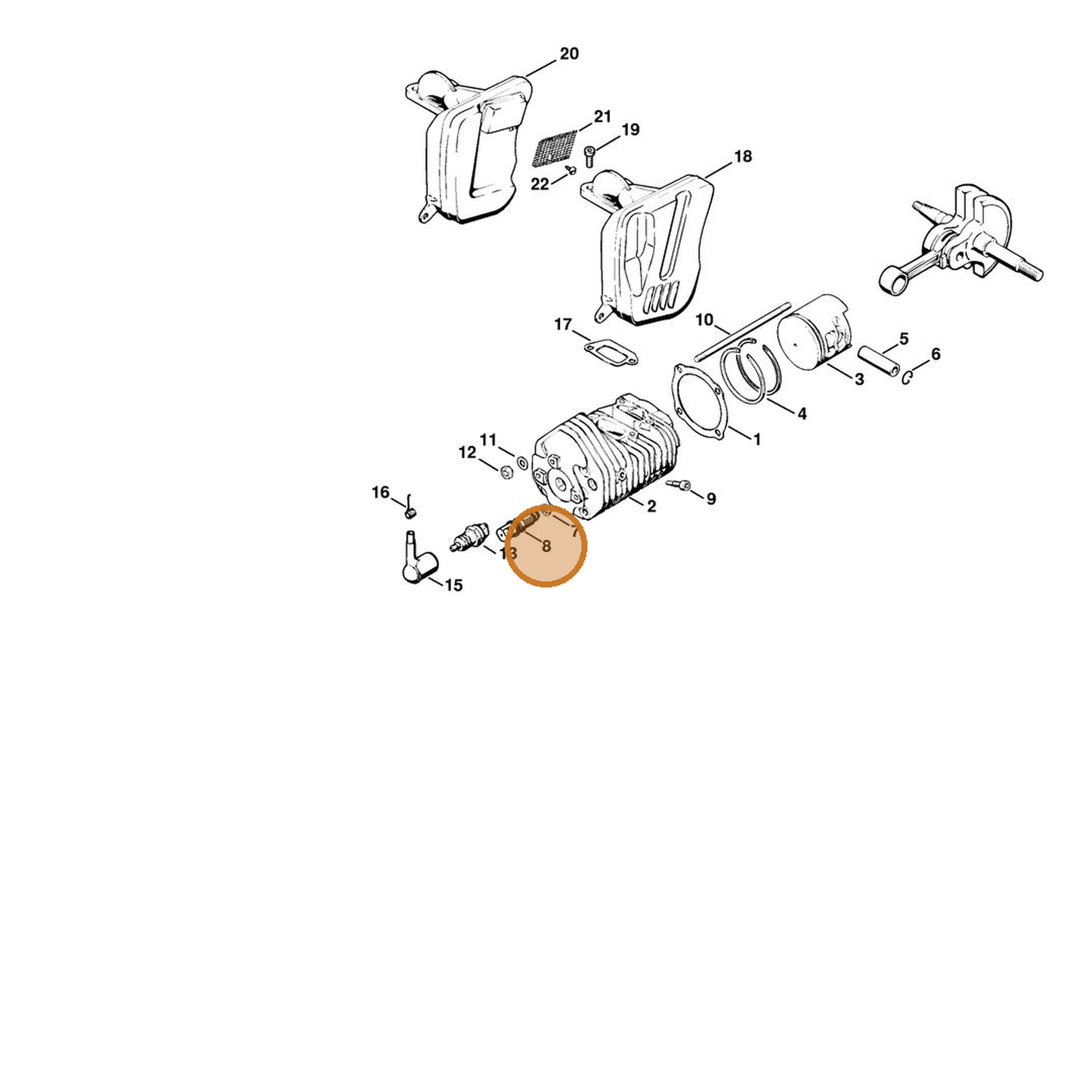 STIHL part 1124-020-9400 — IPL diagram snippet (6x zoom, amber highlight)