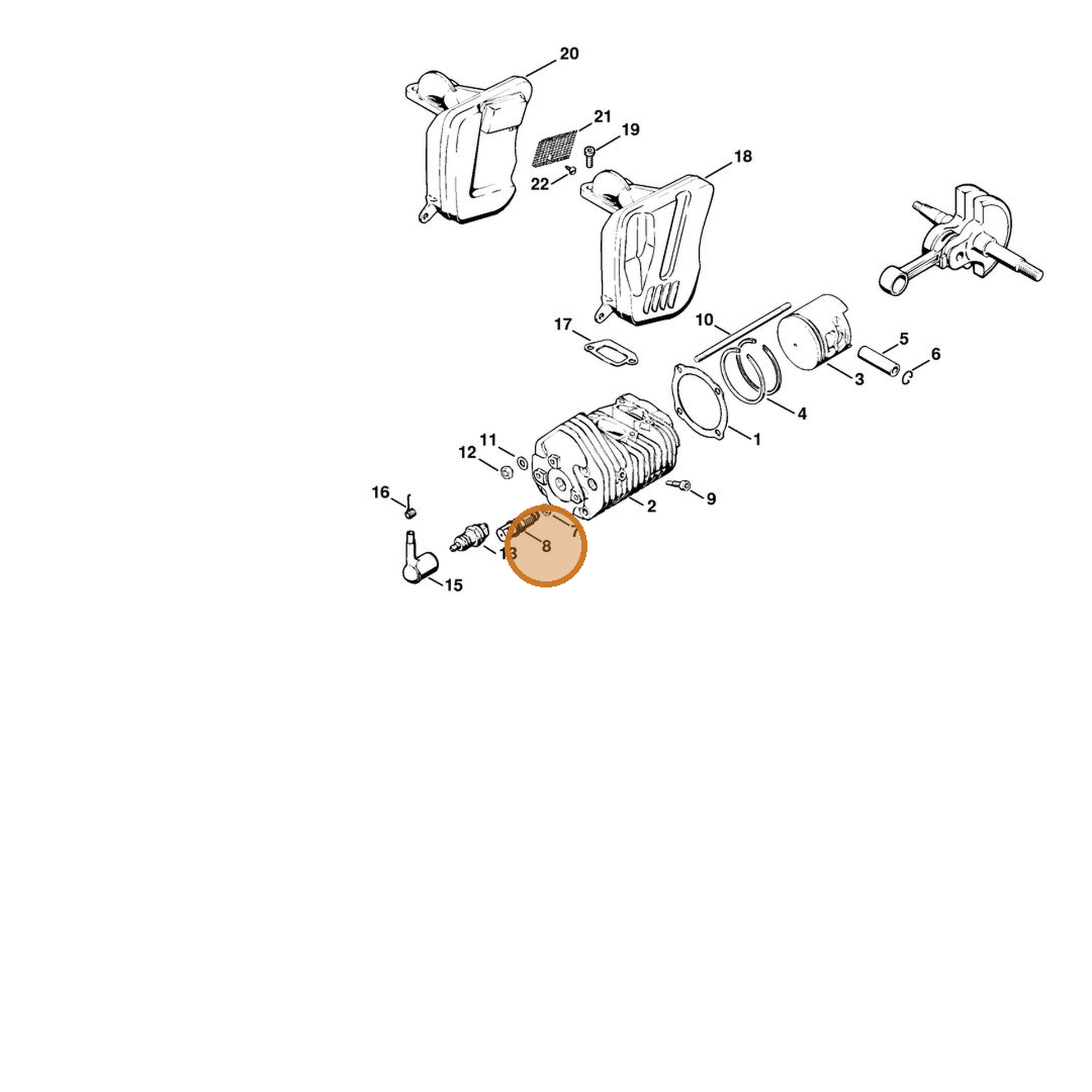 STIHL part 1124-020-9400 — IPL diagram snippet (6x zoom, amber highlight)