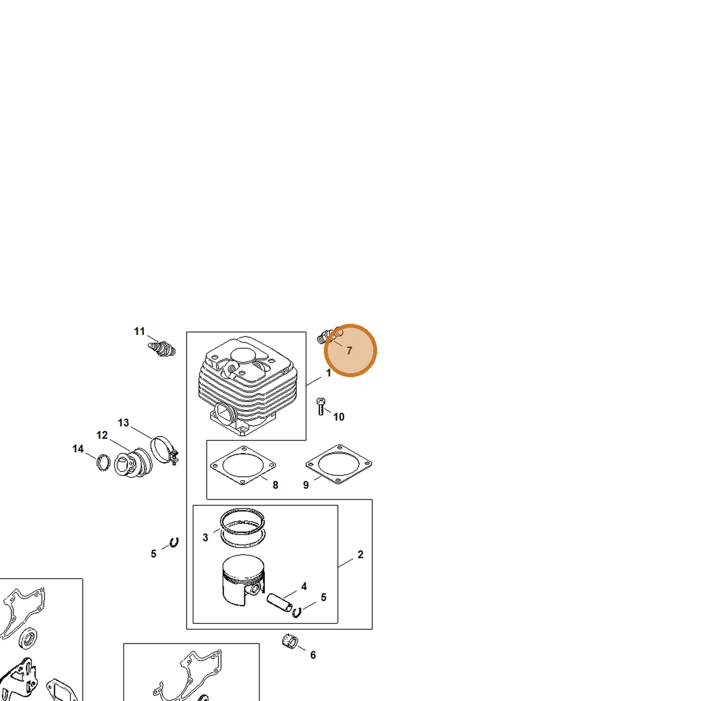 STIHL part 1124-020-9401 — IPL diagram snippet (6x zoom, amber highlight)