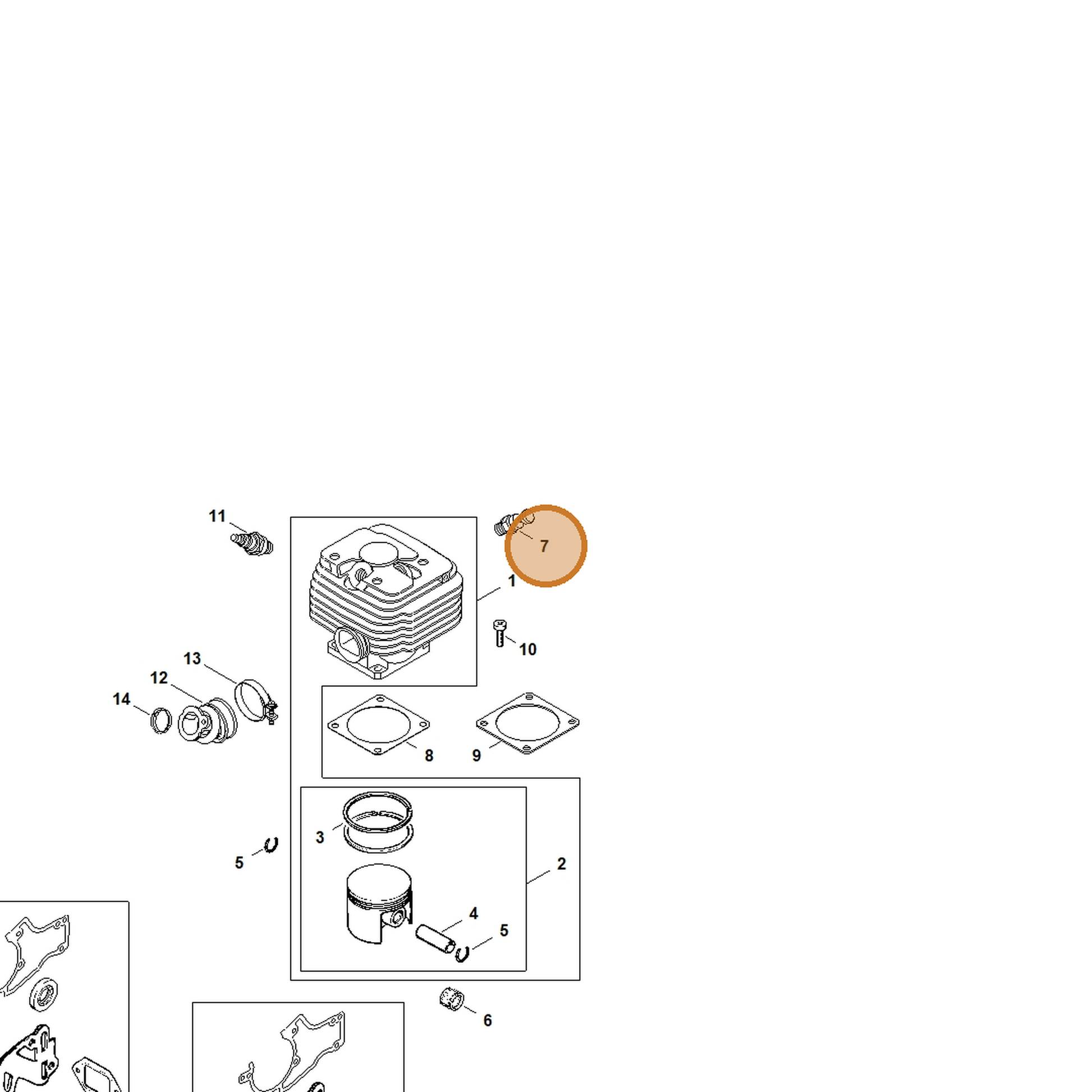 STIHL part 1124-020-9401 — IPL diagram snippet (6x zoom, amber highlight)