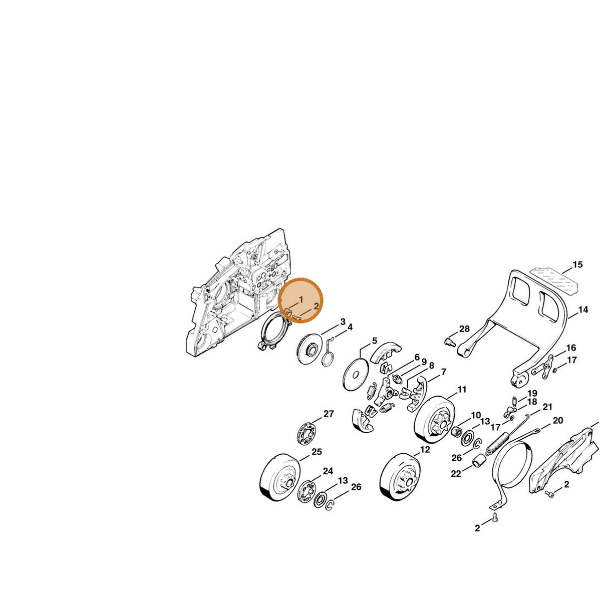 STIHL part 1124-021-1100 — IPL diagram snippet (6x zoom, amber highlight)