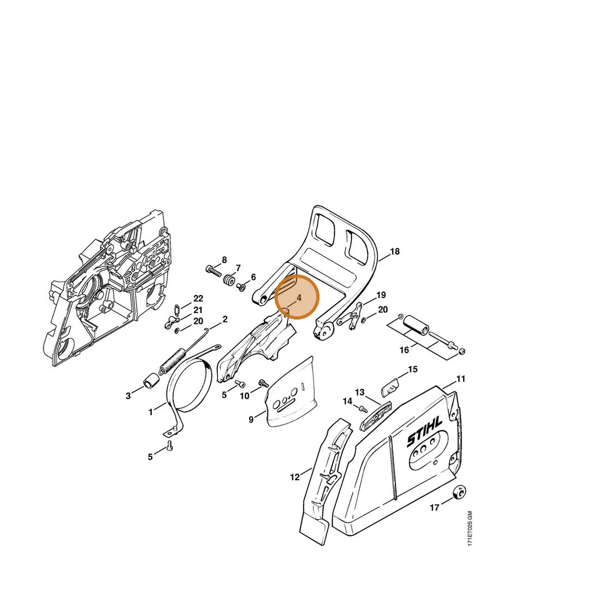 STIHL part 1124-021-1120 — IPL diagram snippet (6x zoom, amber highlight)