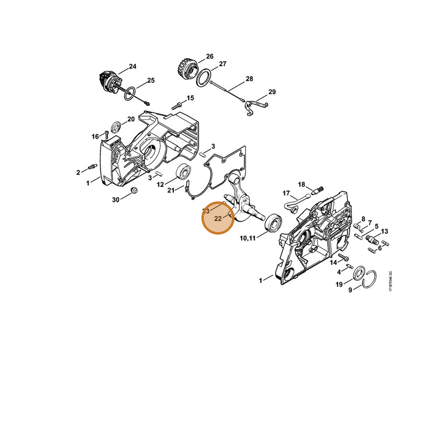 STIHL part 1124-030-0404 — IPL diagram snippet (6x zoom, amber highlight)