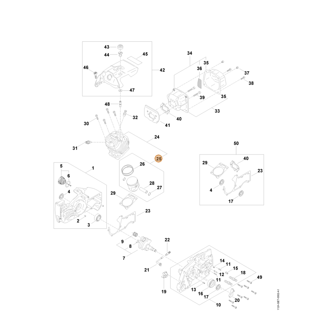 STIHL part 1124-030-2006 — IPL diagram snippet (6x zoom, amber highlight)